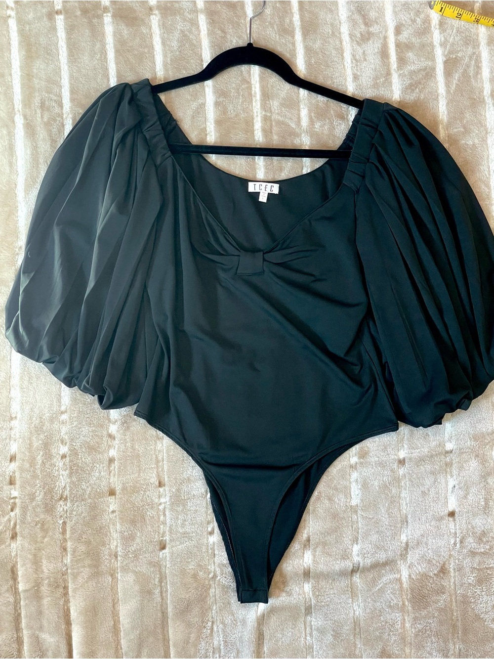VICI TCEC Black Puff Sleeve Scoop Neck Bodysuit